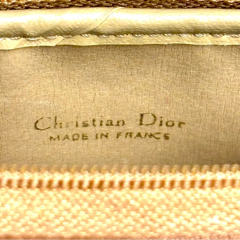 Authentic 1990s CHRISTIAN DIOR Brown Honeycomb Clutch Pouch Cosmetics Bag France